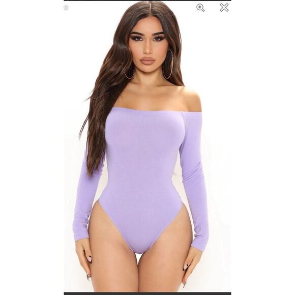 Women’s Fashion Nova Day To Day Long Sleeve Bodysuit Off The Shoulder Purple S - Picture 1 of 7